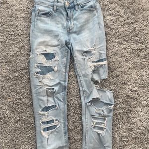 American eagle light wash high ride skinny jeans